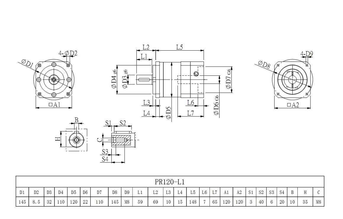 PR120_L1行星減速機(jī)選型圖紙